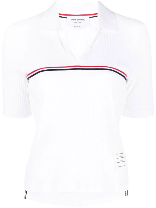 Ribbed Cotton Polo Top
