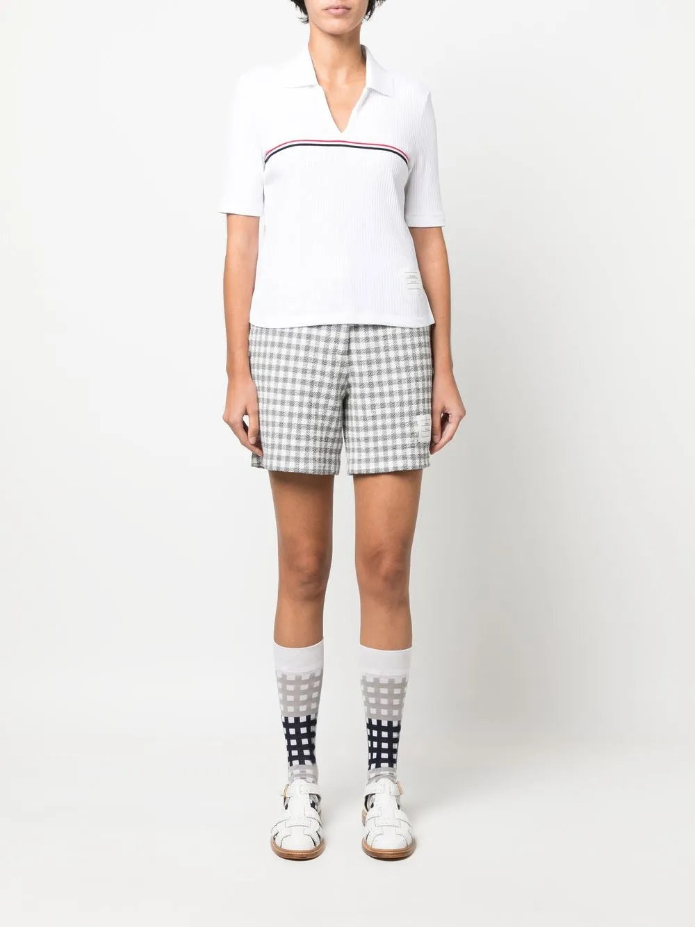Ribbed Cotton Polo Top