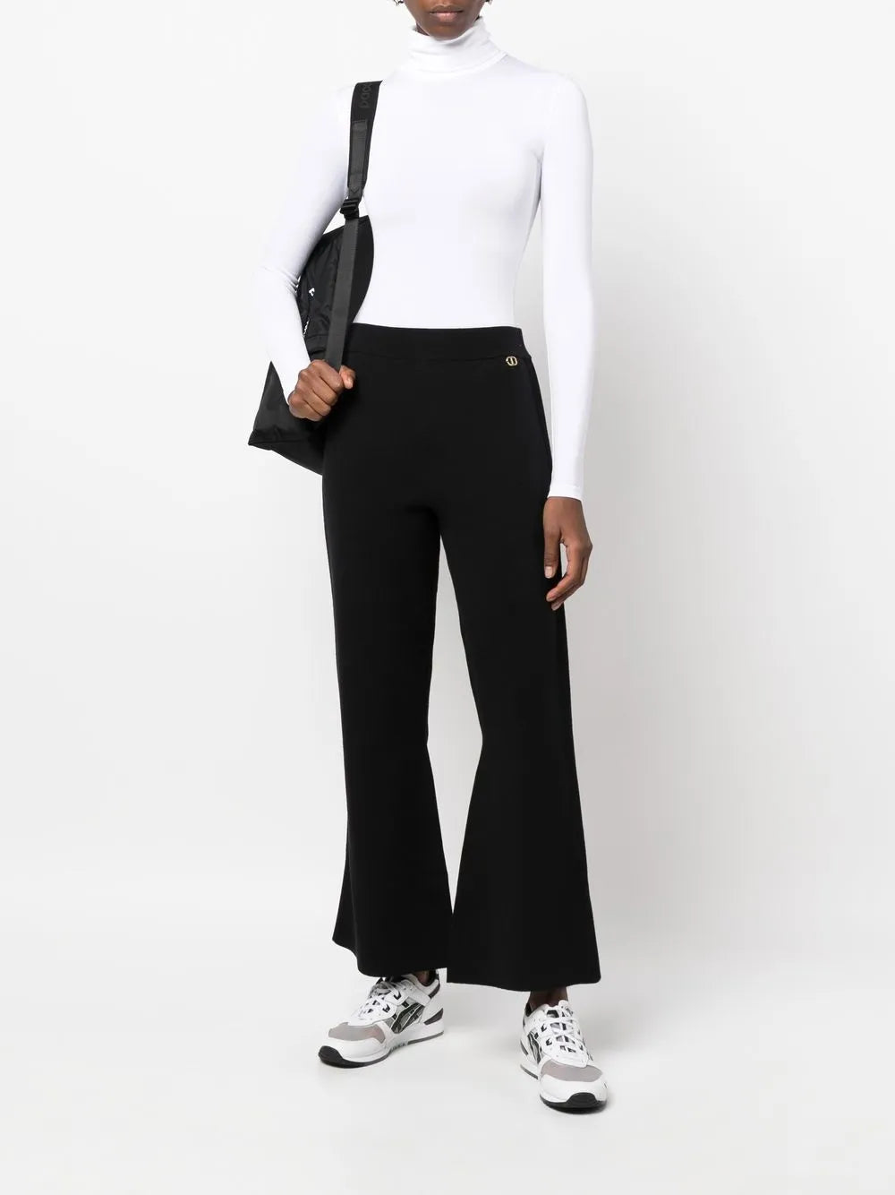Knitted Flared Cropped Trousers