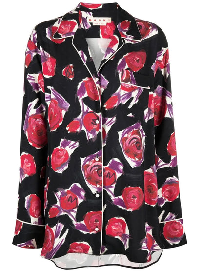 Spinning Roses Print Shirt