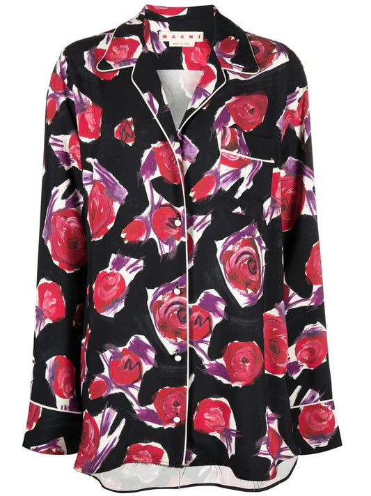 Spinning Roses Print Shirt