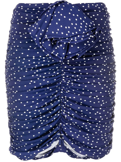Spot-Print Ruched Mini Skirt