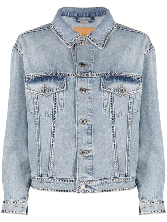Crystal-Embellished Denim Jacket
