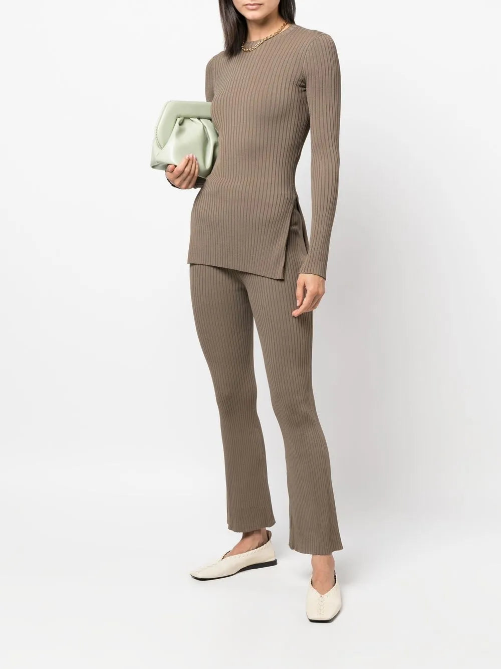 Ribbed Knitted Cropped Trousers