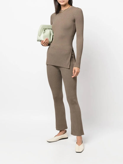 Ribbed Knitted Cropped Trousers