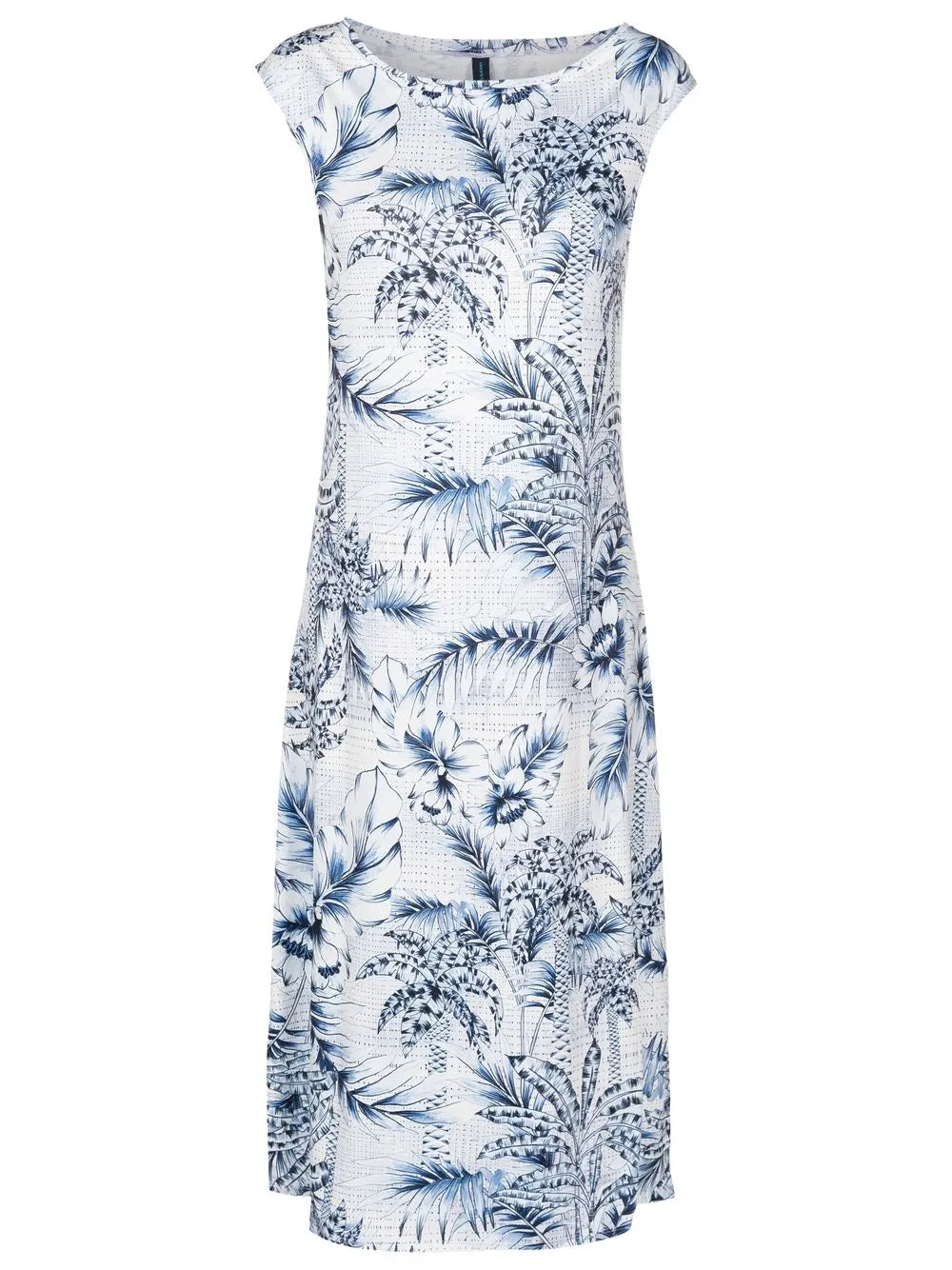 Palm-Tree Print Midi Dress