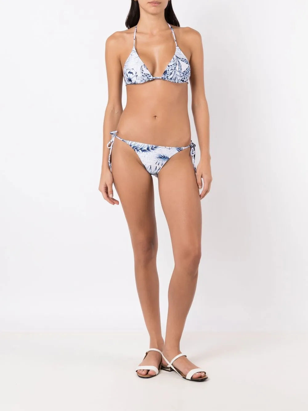 Palm-Tree Print Side-Tie Bikini Bottoms