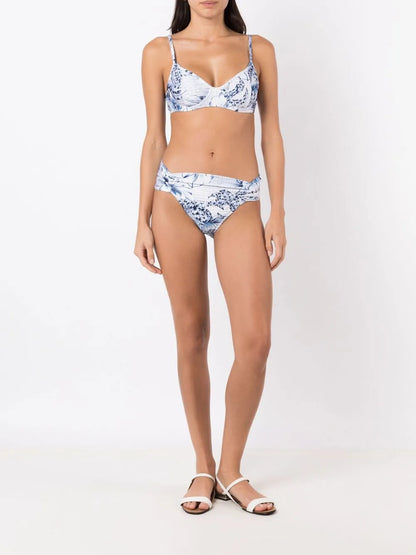 Palm-Tree Print Bikini Top