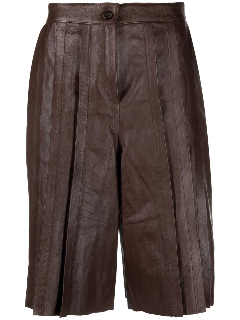 Pleated Leather Shorts