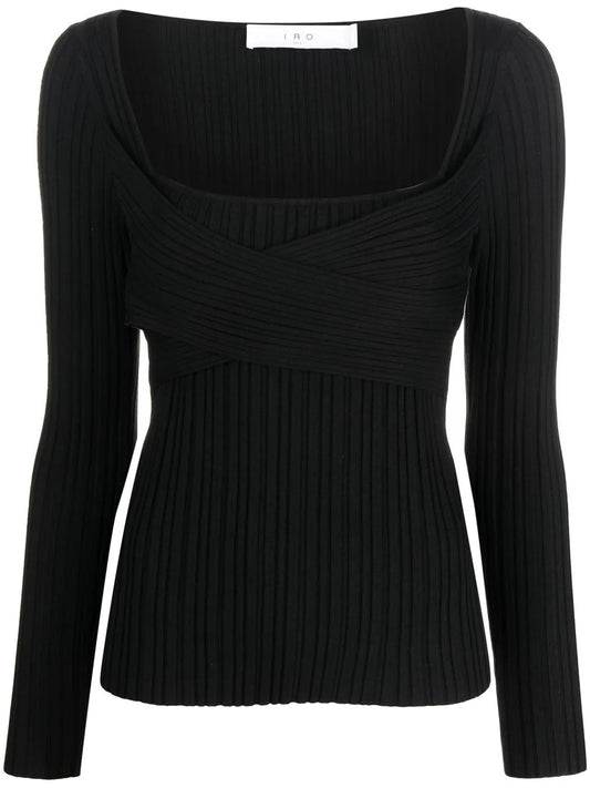 Wrap-Design Ribbed Top