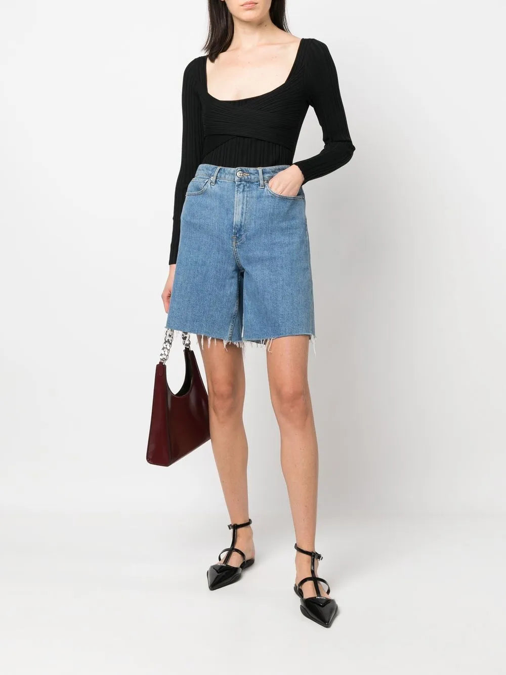 Wrap-Design Ribbed Top