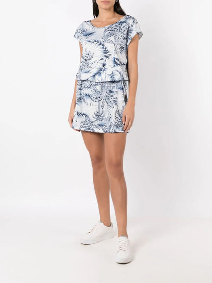 Palm-Tree Print Beach Dress