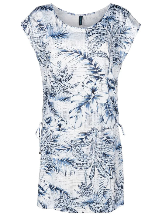 Palm-Tree Print Beach Dress