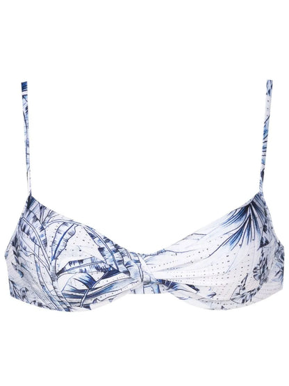 Palm-Tree Print Bikini Top