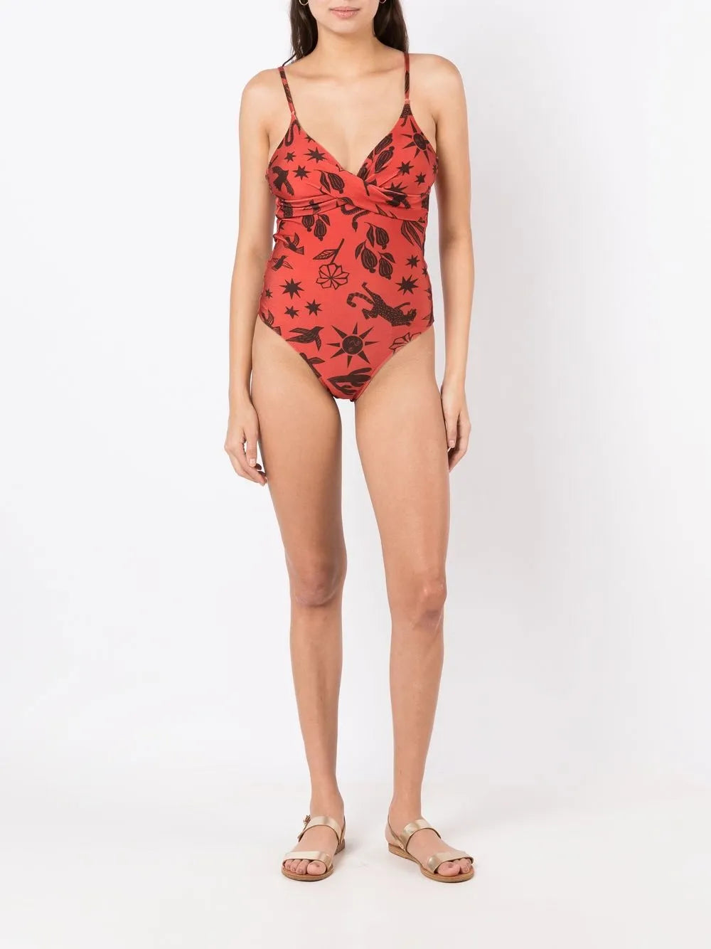 Bianca Twist-Detail Printed Swimsuit