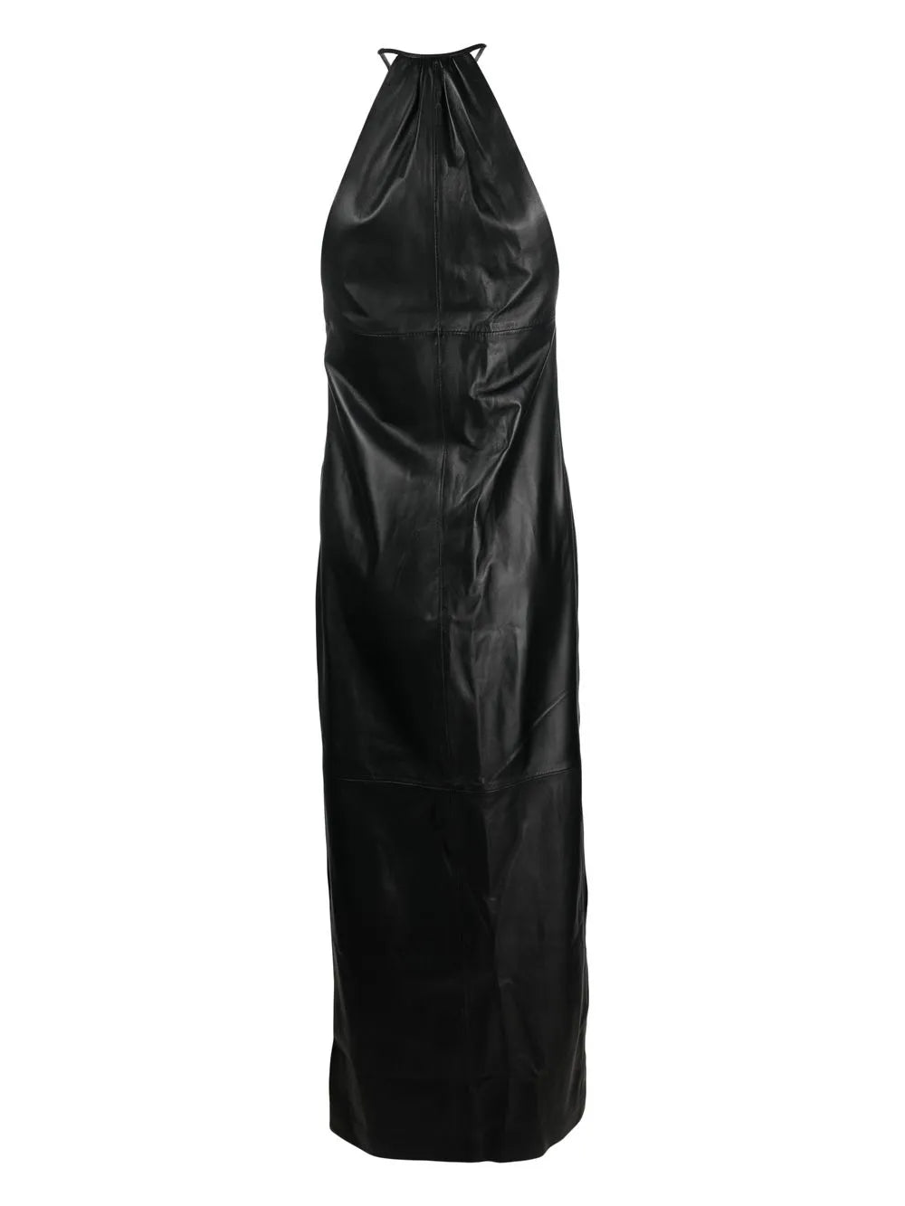Leather Halter-Neck Maxi Dress