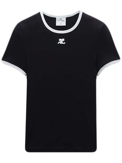 Bumpy Contrast Cotton T-Shirt