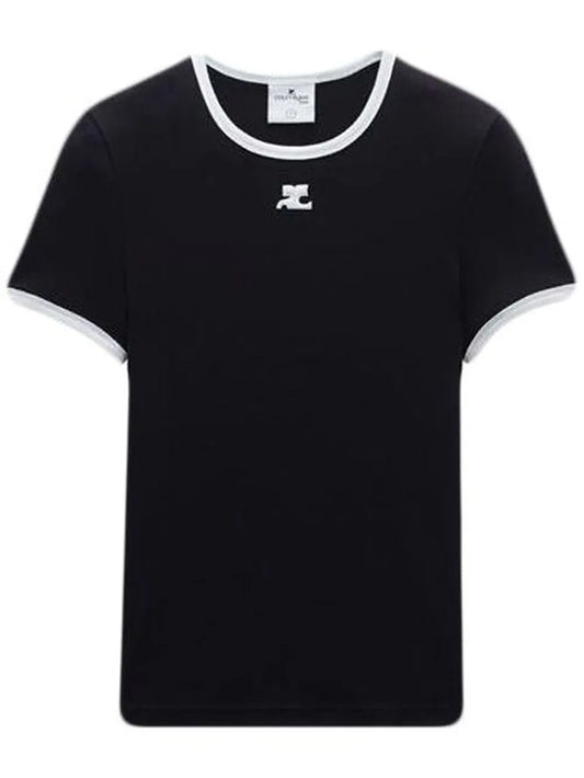 Bumpy Contrast Cotton T-Shirt