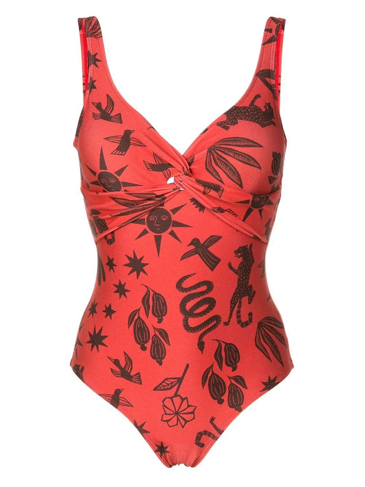 Adriana Twist-Detail Printed Swimsuit