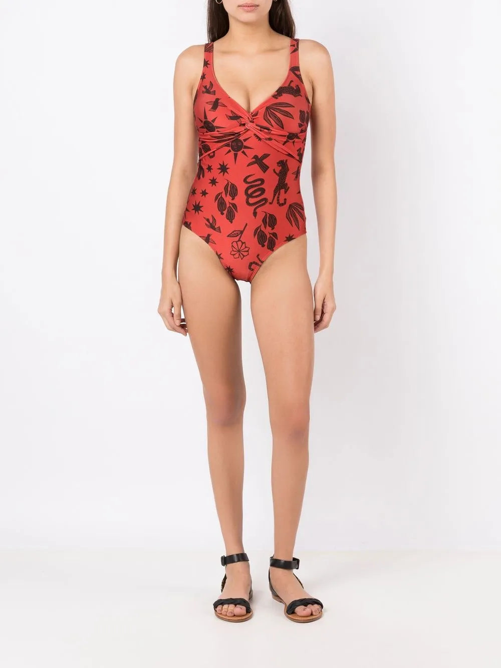 Adriana Twist-Detail Printed Swimsuit