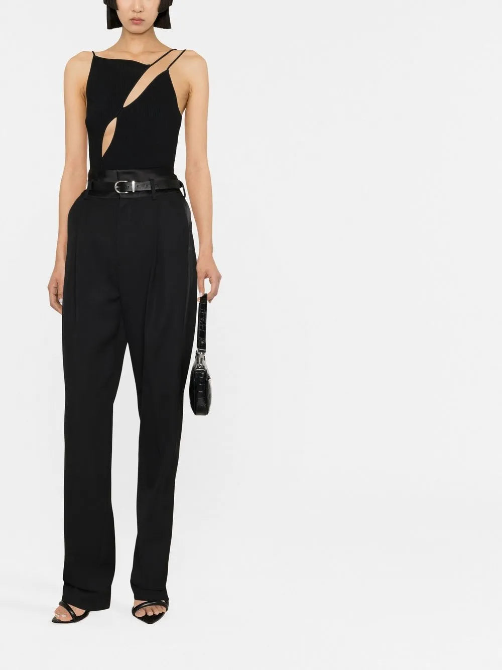 High-Waisted Wool Tuxedo Trousers