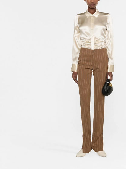 Pinstripe-Pattern Slim-Fit Trousers