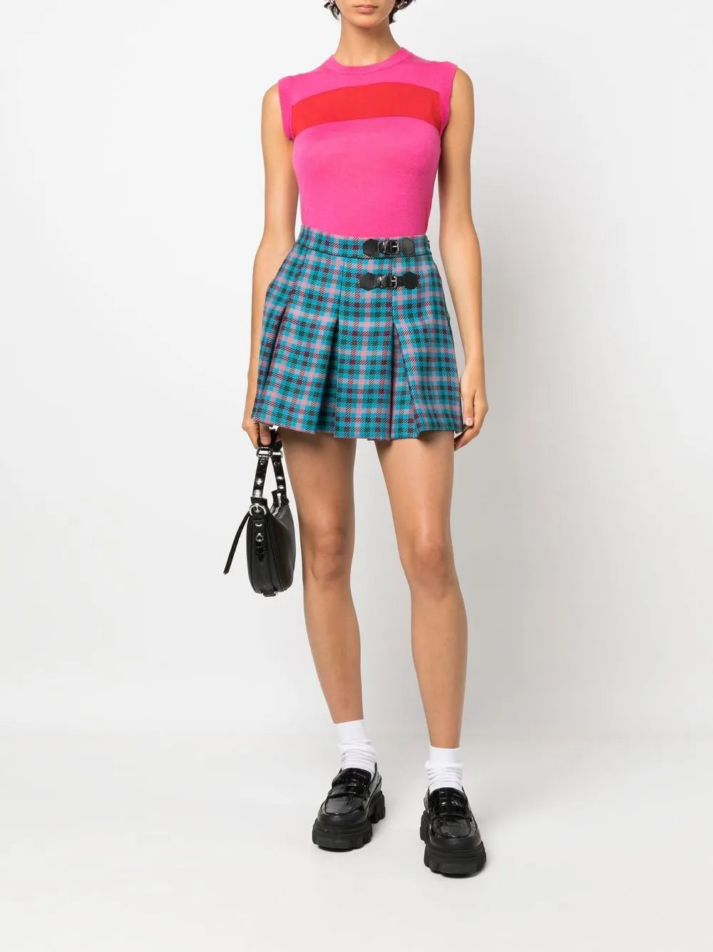Checked Pleated Mini Skirt