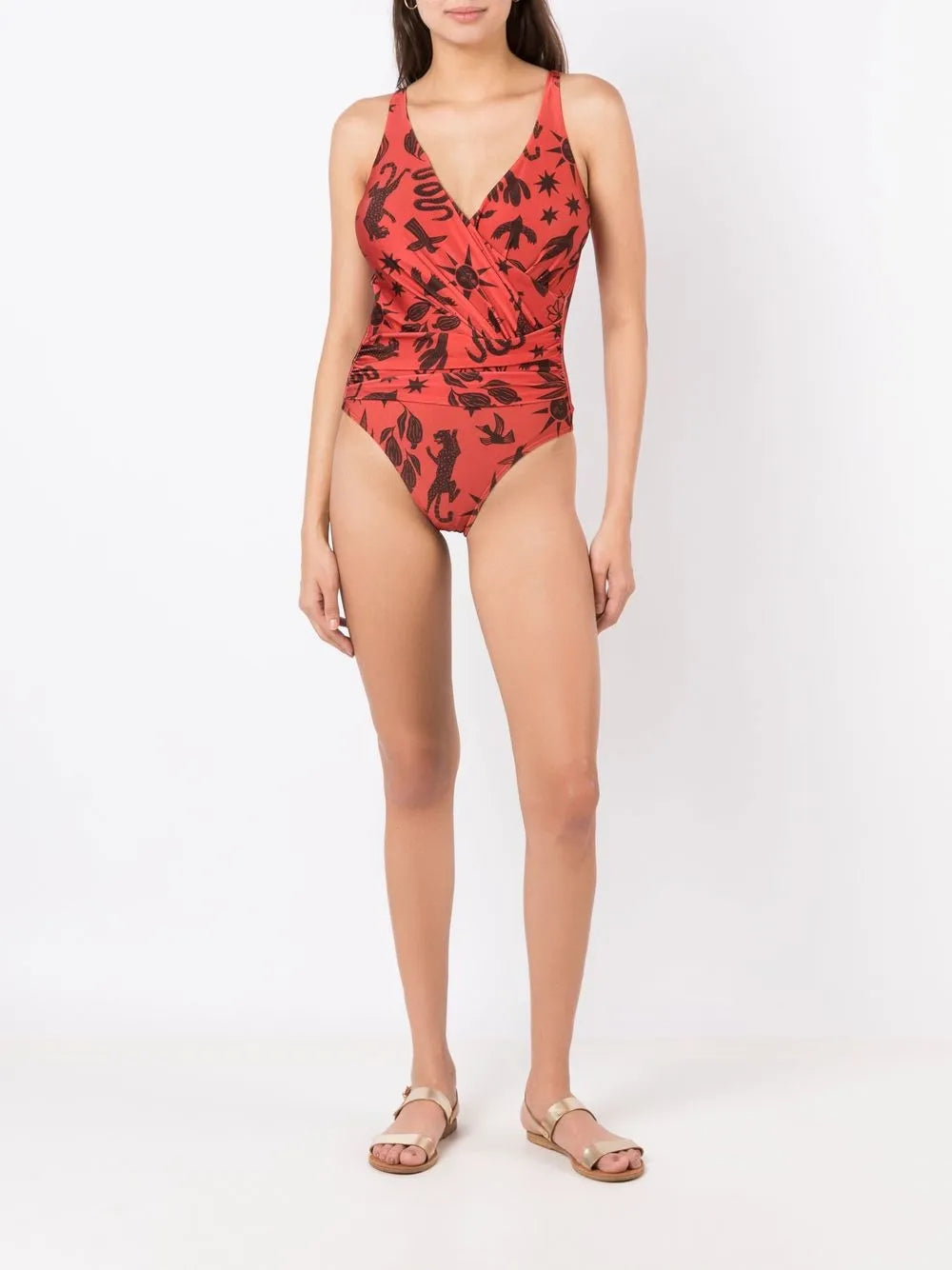 Maisa Draped-Detail Printed Swimsuit