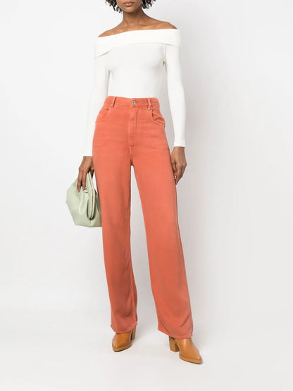 High-Waisted Straight-Leg Jeans