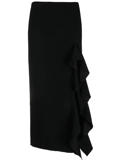 Frill-Detail Midi Skirt