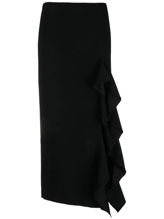 Frill-Detail Midi Skirt