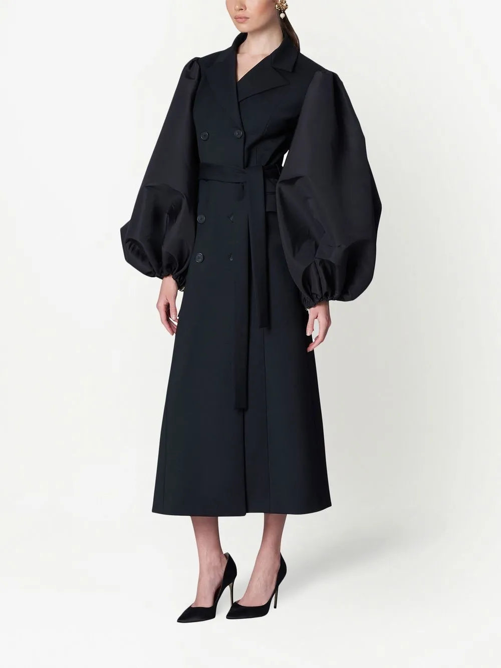 Double-Breasted Oversize-Sleeved Coat