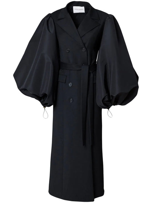 Double-Breasted Oversize-Sleeved Coat