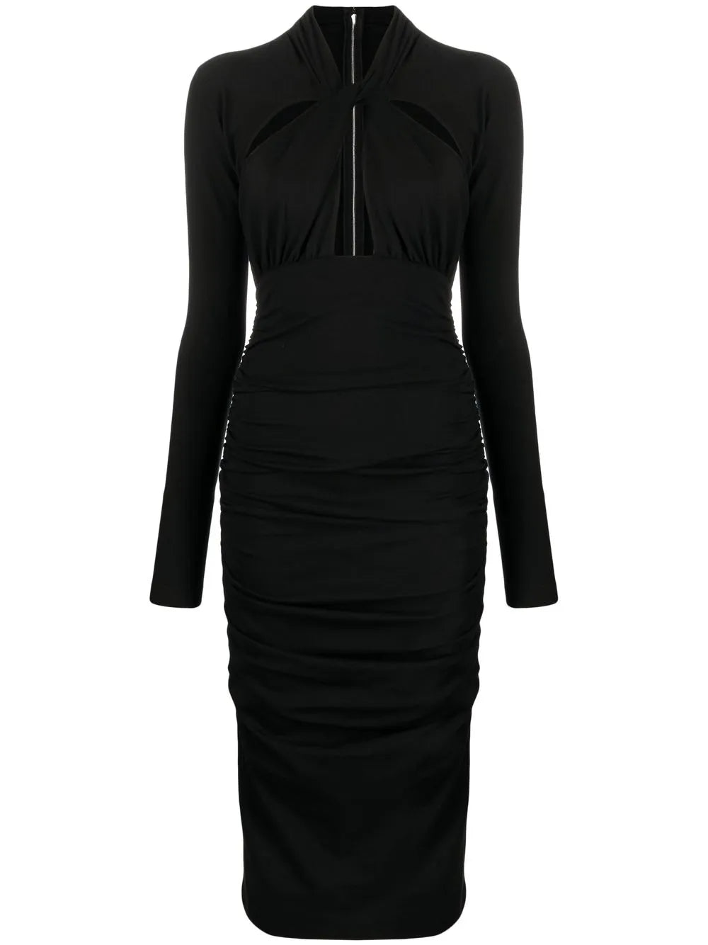 Cut-Out Draped Midi Dress