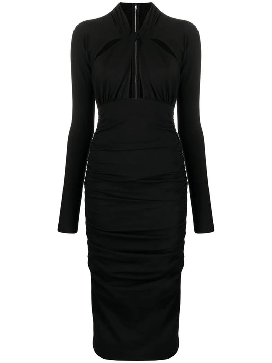 Cut-Out Draped Midi Dress