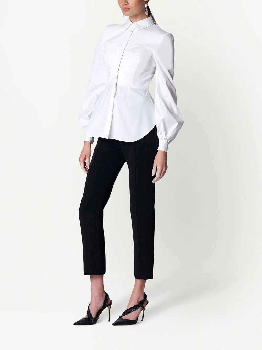 Ruched-Detail Long-Sleeved Blouse