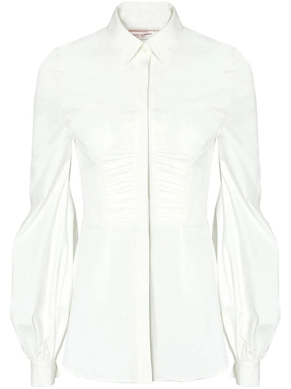 Ruched-Detail Long-Sleeved Blouse