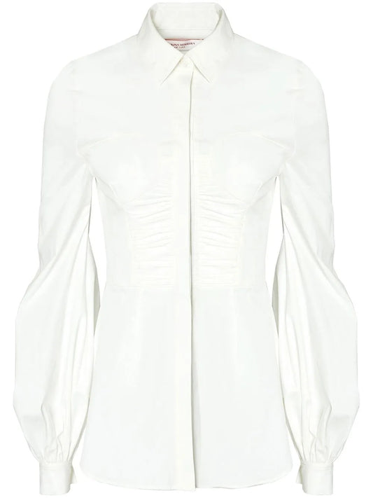 Ruched-Detail Long-Sleeved Blouse