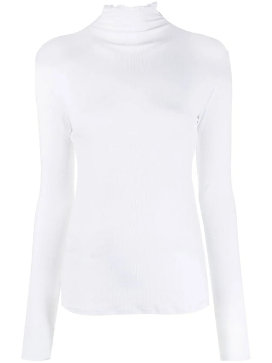 Ribbed-Knit Roll-Neck Top