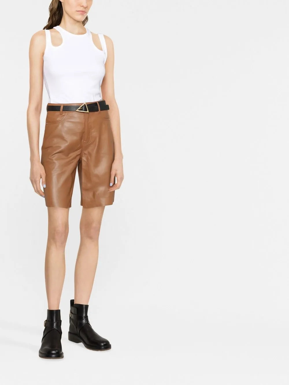 High-Waisted Leather Shorts
