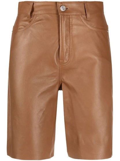 High-Waisted Leather Shorts