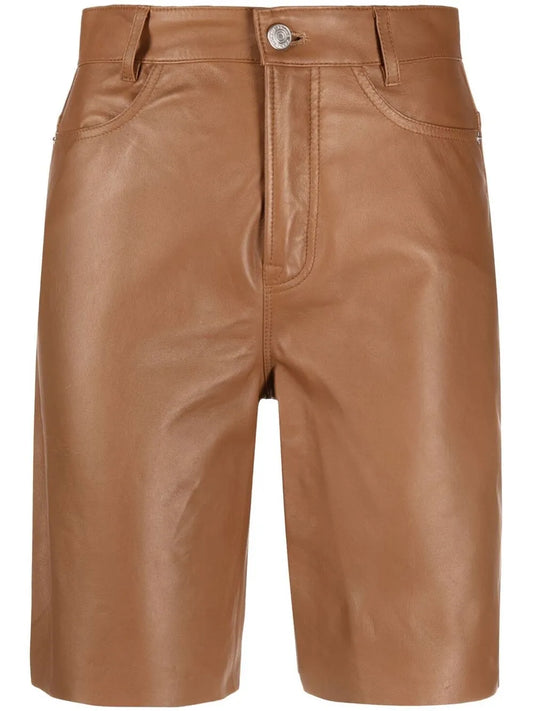 High-Waisted Leather Shorts