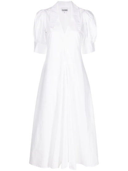 V-Neck Organic Cotton Midi Dress