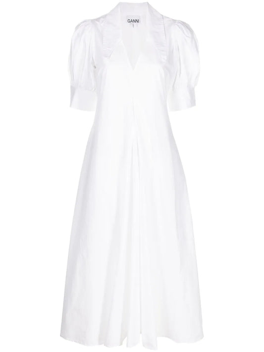 V-Neck Organic Cotton Midi Dress