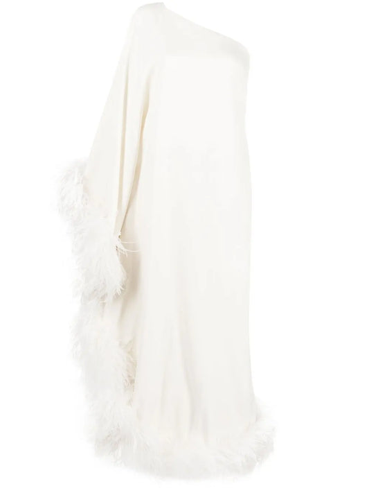 Ubud Feather-Trim Gown