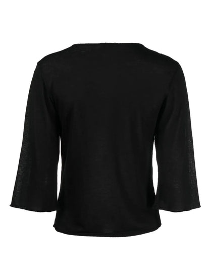 Tie-Detail Cropped-Sleeve Blouse