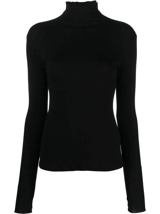 Ribbed-Knit Roll-Neck Top