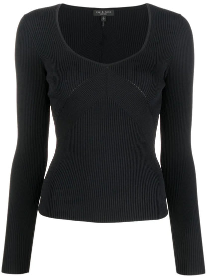U-Neck Long-Sleeved Top