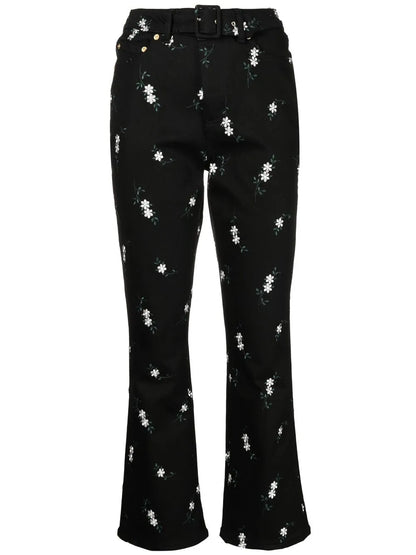 Cropped Floral-Print Trousers