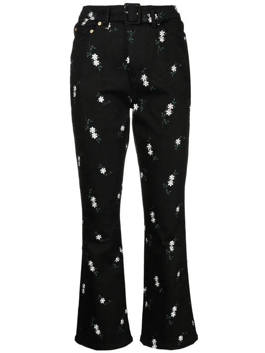 Cropped Floral-Print Trousers